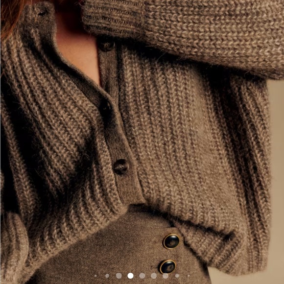 Sezane Sweaters - Sezane Emilie Cardigan- Dark Taupe